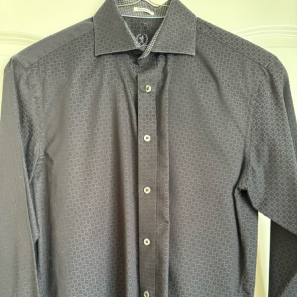Bugatchi Mens Black on Black Long Sleeve Shirt‎ - Picture 2 of 6